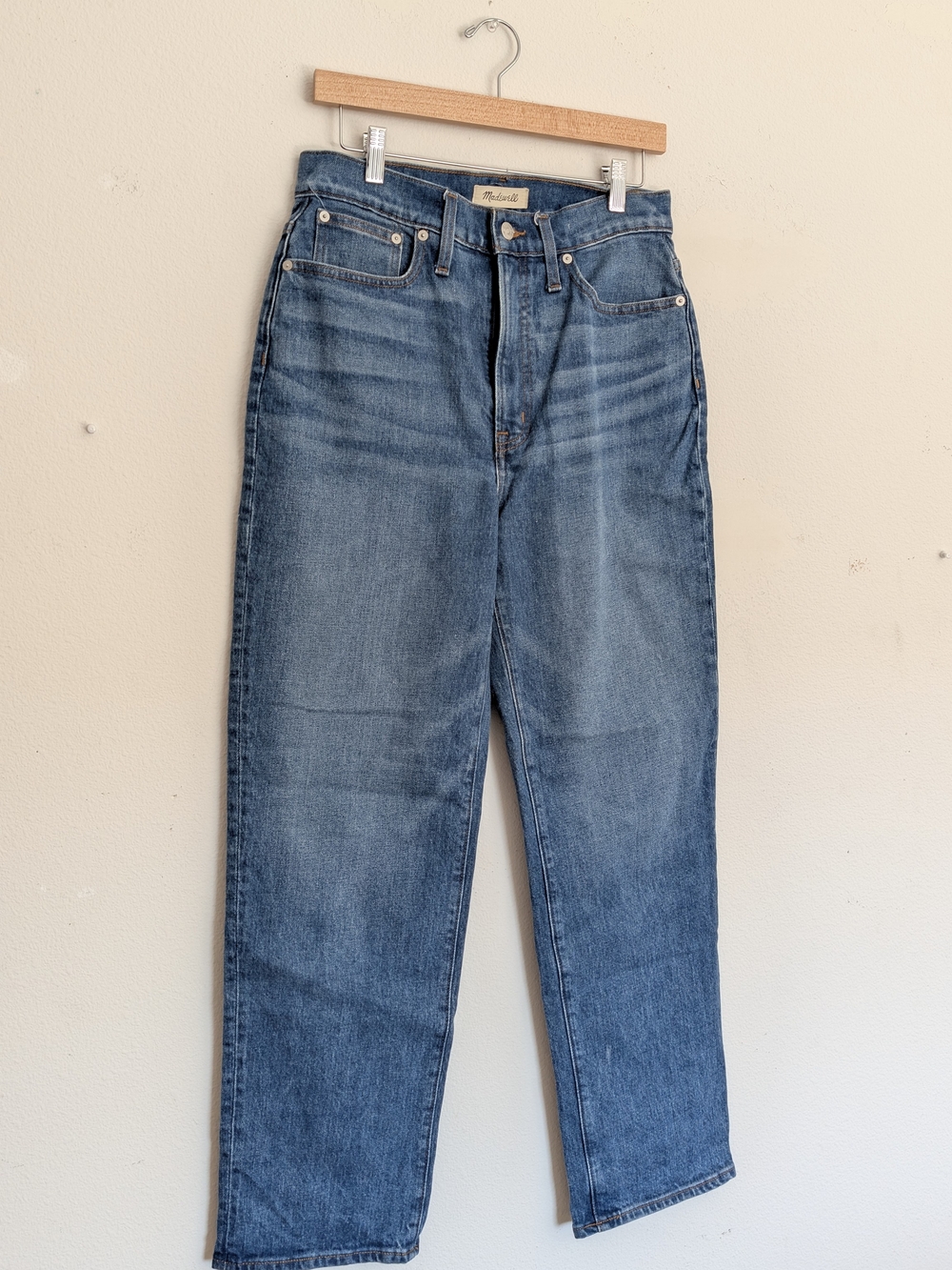 Madewell The Perfect Vintage Straight Jeans in Faded Blue Denim